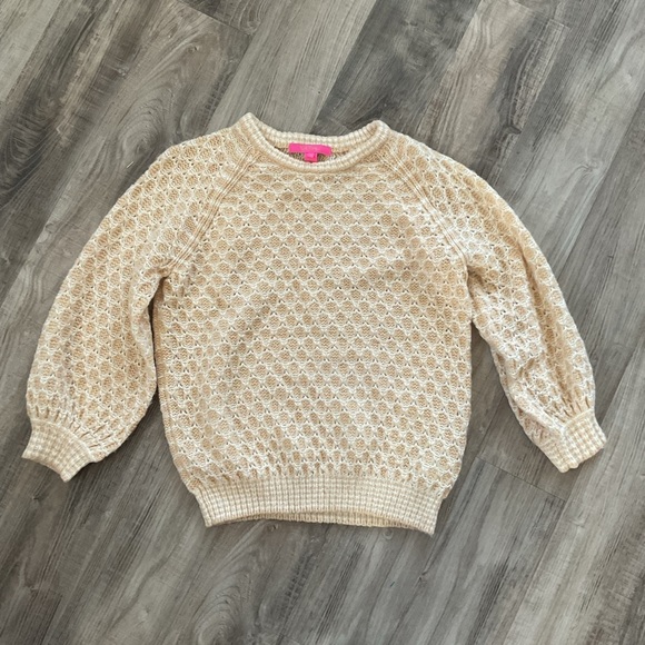 Lilly Pulitzer Sweaters - Lilly Pulitzer Medium Sandbar Corabelle Sweater Honeycomb Puff Blouson Sleeve